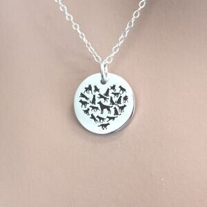 Sterling Silver Husky Heart Collage Necklace